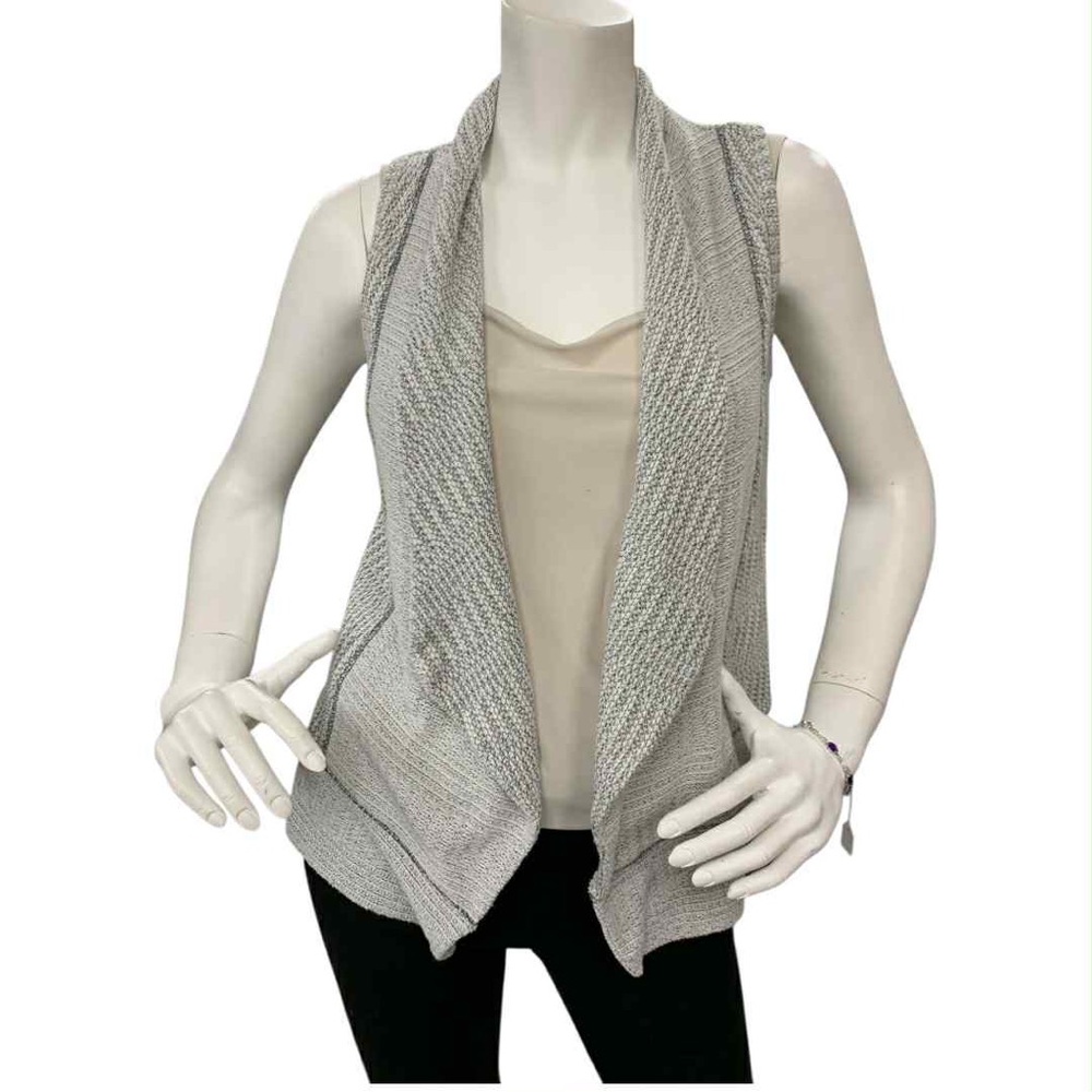 ISSI Light Gray Open Front Cardigan Vest Size M